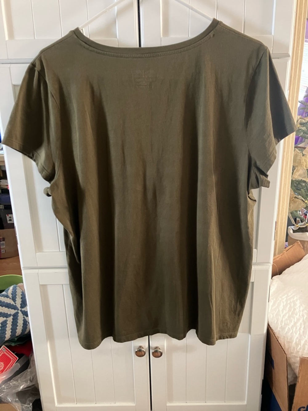 Chico's Olive Green Short Sleeve Crewneck Tee Size 3 - Picture 6 of 7